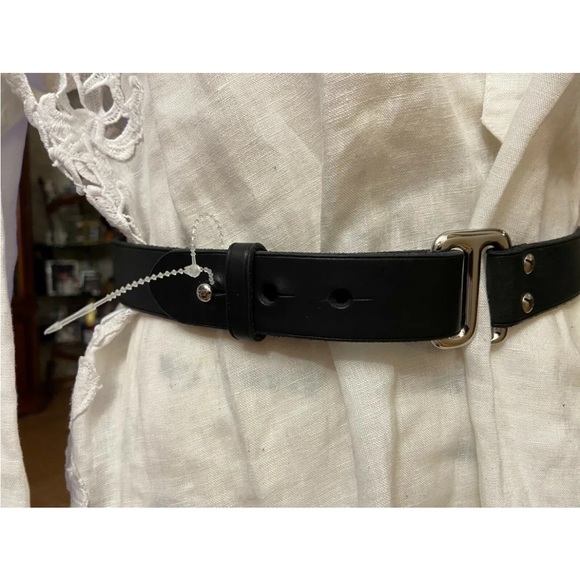 RALPH LAUREN PULLBACK BLACK LEATHER EQUESTRIAN BELT D-RING SOLID METAL BUCKLE S - Picture 2 of 3